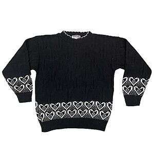 Vintage American Pride Sweater Hearts Black White Size Large